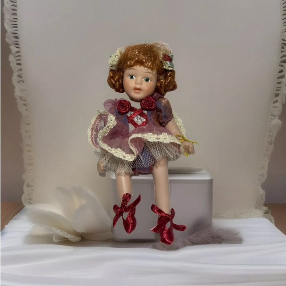 💴Sold💴 
Vintage Porcelain Doll with Red Hair and Red Shoes